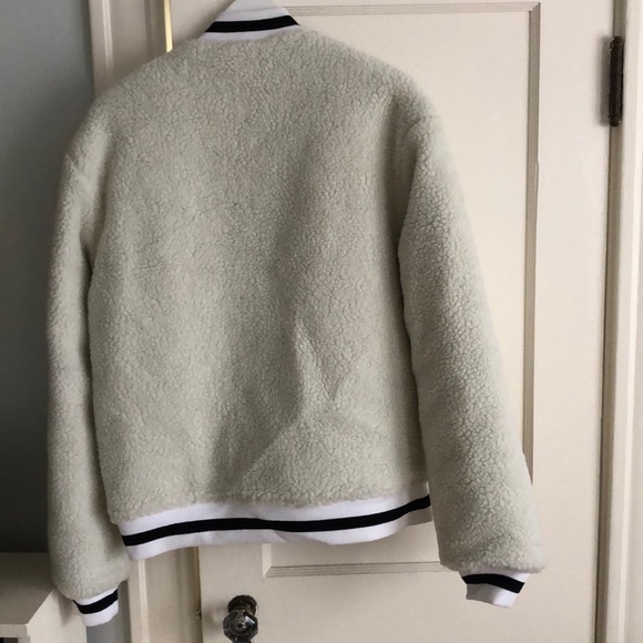 White Fuzzy Bomber Jacket - Picture 3 of 3